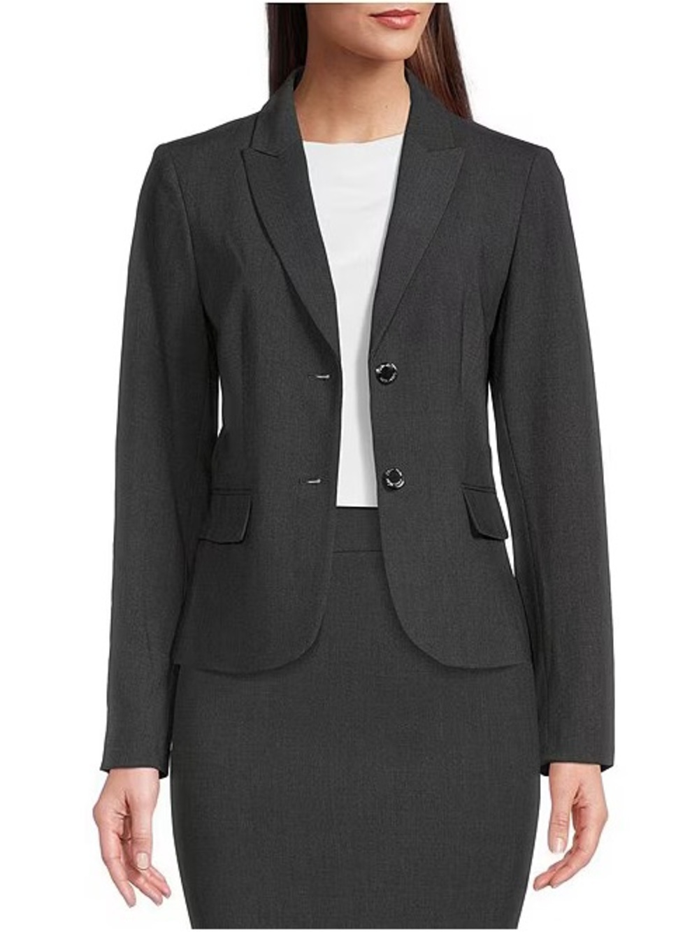 CALVIN KLEIN Dark Gray Women's Blazer - Professional Work Jacket